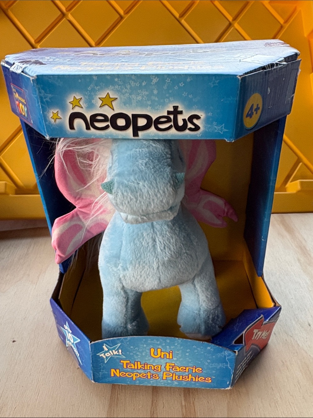 Vintage Neopets Uni Talking Faerie Plush - Light Blue with Pink Wings